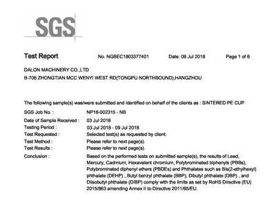 SGS Zertifikat