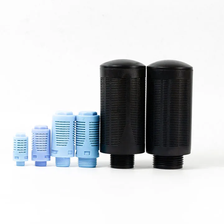 PLASTIC SILENCER SPL-F 1/8 WITH WOOL FELT & ALUMINIUM NET COLOR LIGHT BLUE